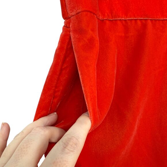 J.Crew Mini Skirt Womens Large TALL Orange Velvet Ruffle Flounce Pull On Pockets - Picture 6 of 12